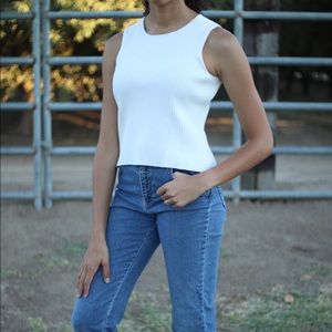White/cream sleeveless shirt medium